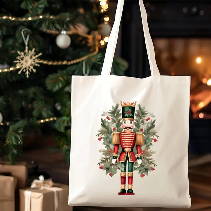 Nutcracker with Greenery Canvas Tote Bag