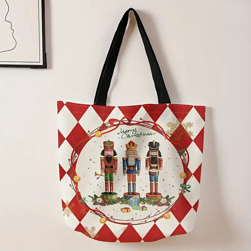 Trio of Nutcrackers on Diamond Printed Tote Bag