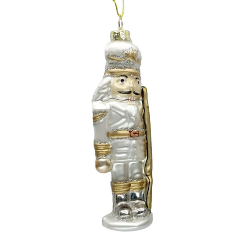 4.5 Inch Glass Nutcracker - Champagne/White