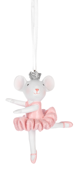 Dancing Mouse Ornament - Pink