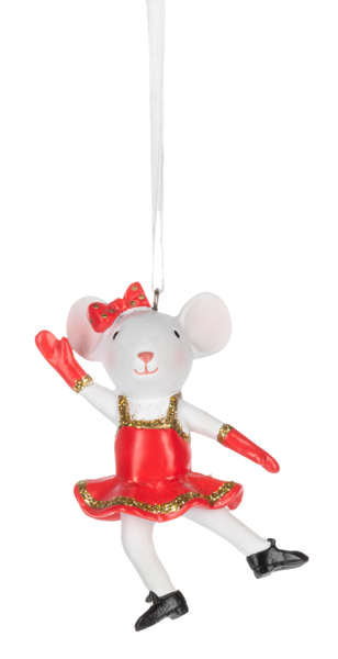 Dancing Mouse Ornament- Red