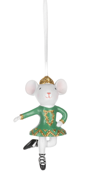 Dancing Mouse Ornament - Green